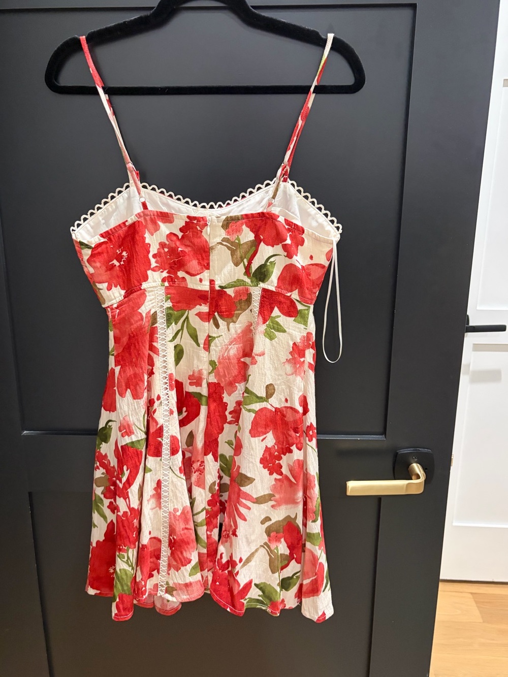 Red Floral Spaghetti-Strap Mini Dress - Picture 2 of 5